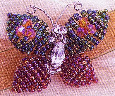 Бабочка из бисера, кристаллов, страз