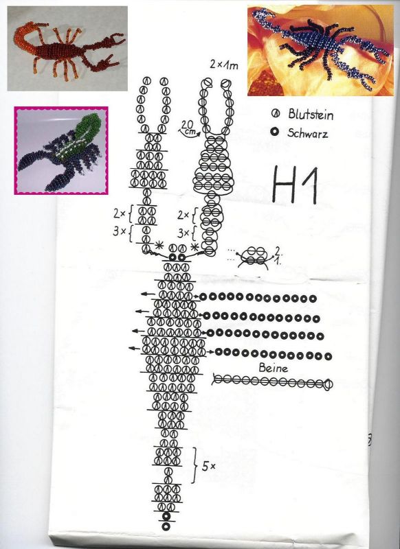 Схема скорпиона из бисера